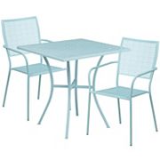 Emma and Oliver Commercial Grade 28 Square Black Patio Table Set-2 Square Back Chairs