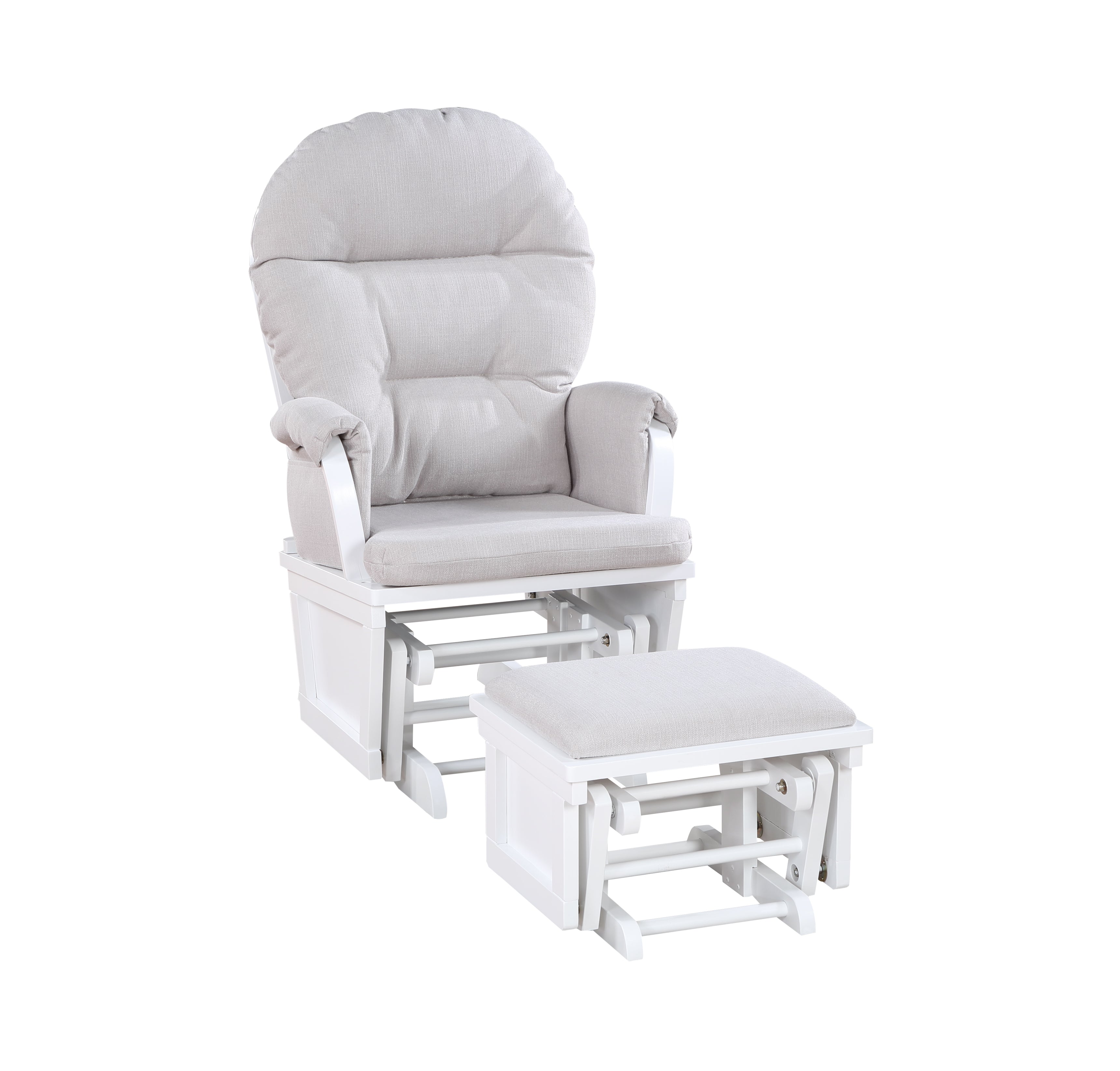 Suite Bebe Monti Storage Glider and Ottoman, White Finish with Woven Gray Cushions