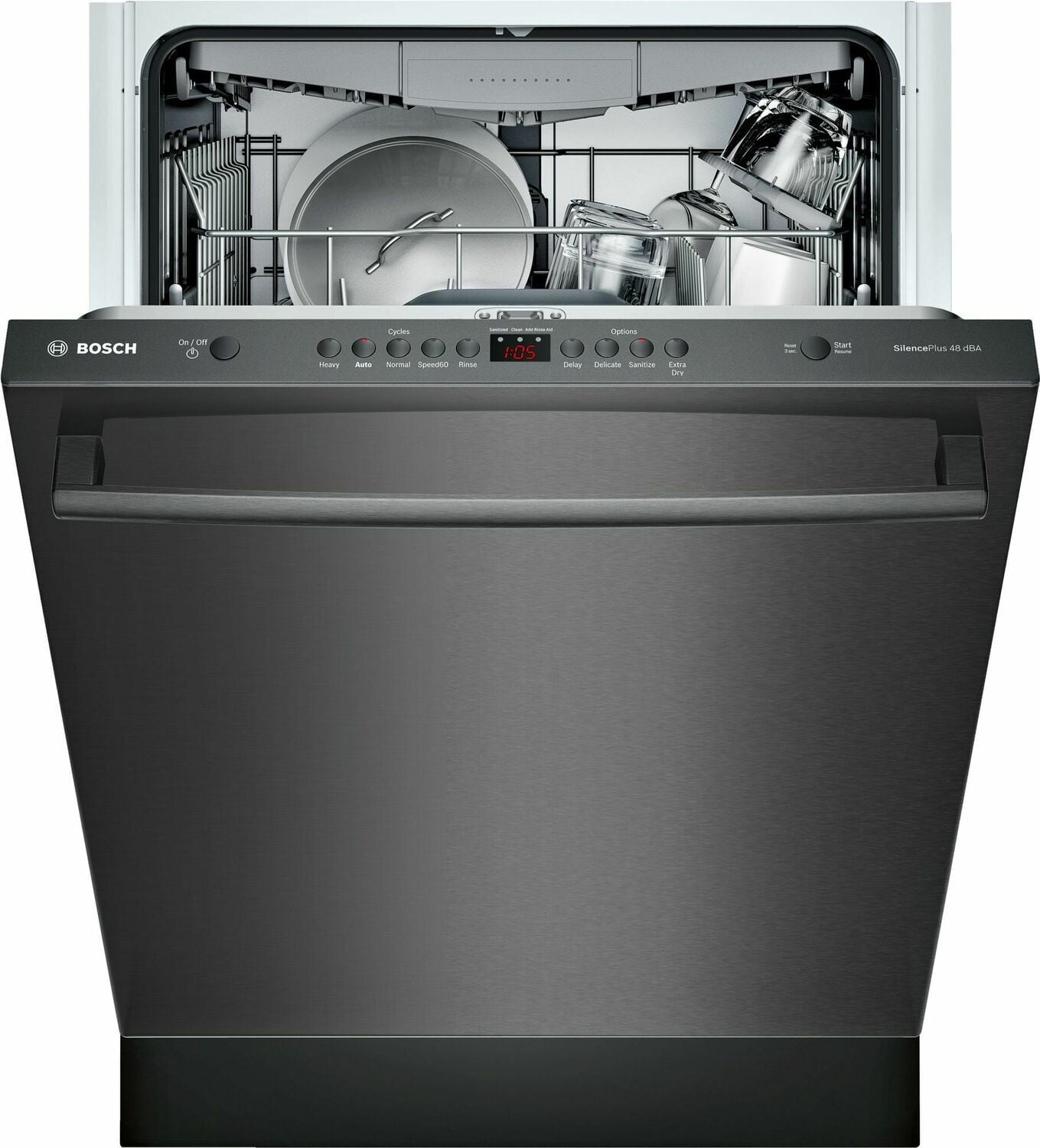 Bosch SHXM4AY54N 100 Series Dishwasher 24'' Black Stainless Steel, Xxl Shxm4Ay54N