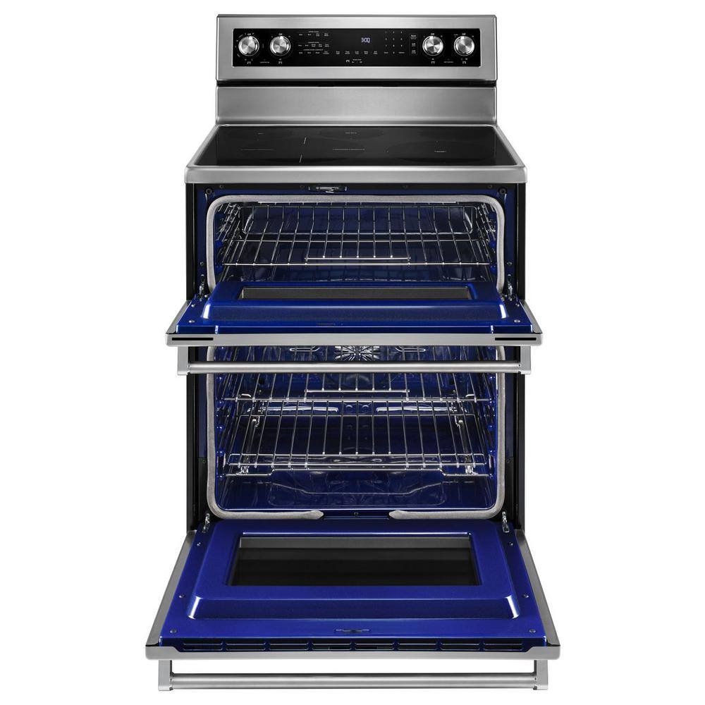 KitchenAid 6.7 cu. ft. Double Oven Electric Range with Self-Cleaning Convection Oven in Stainless Steel KFED500ESS