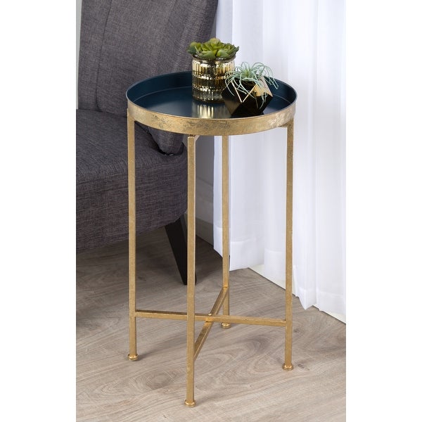 Kate and Laurel Celia Round Foldable Metal Accent Table - 14x14x26