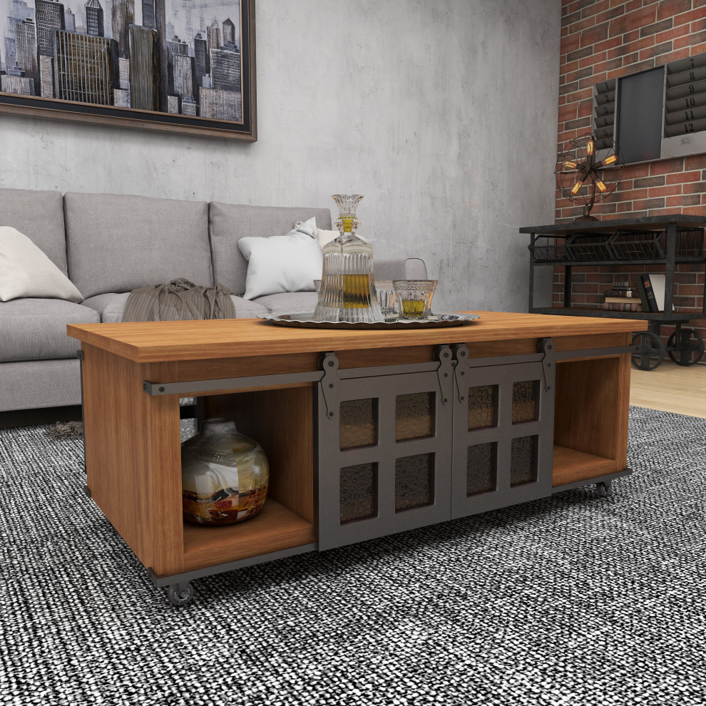 Brown Fir Industrial Coffee Table  17 quotx47 quotx24 quot560052   Industrial   Coffee Tables   by Brimfield  ampMay  Houzz