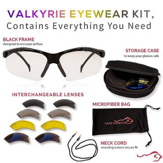 Safe Handler Multi-Color Valkyrie Interchangeable Color Lens Black Temple Safety Glasses Kit 5 Lens Set SH-VKSG-CLBKT-MS17-5LSET