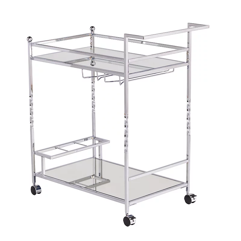 Southern Enterprises Ivers Metal Mirrored Bar Cart