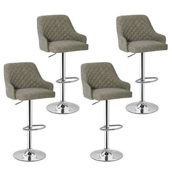 Javlergo Set of 4 Bar Stools Adjustable Counter Height Swivel Barstools with Back and Armrest