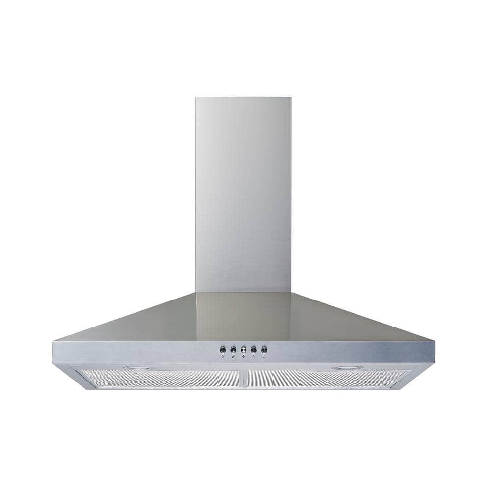 Winflo 30 in Convertible Wall Mount Range Hood in Stainless Steel with Mesh Filters and Push Button Control