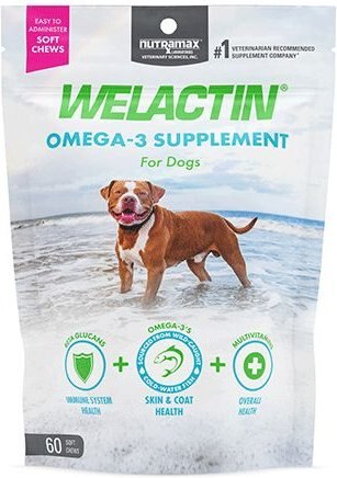 Nutramax Welactin Soft Chews Skin and Coat Health Supplement For Dogs， 60 count