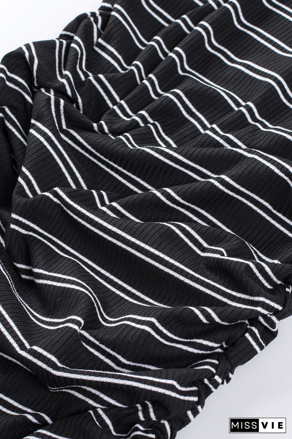 Black Striped Print Crew Neck Tank Mini Dress