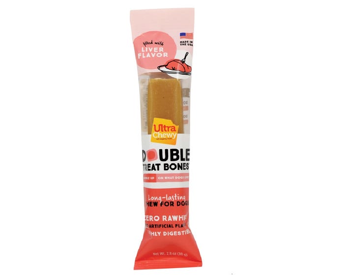 Ultra Chewy Double Treat Bones™ Liver Flavored Dog Treat， 1 Count