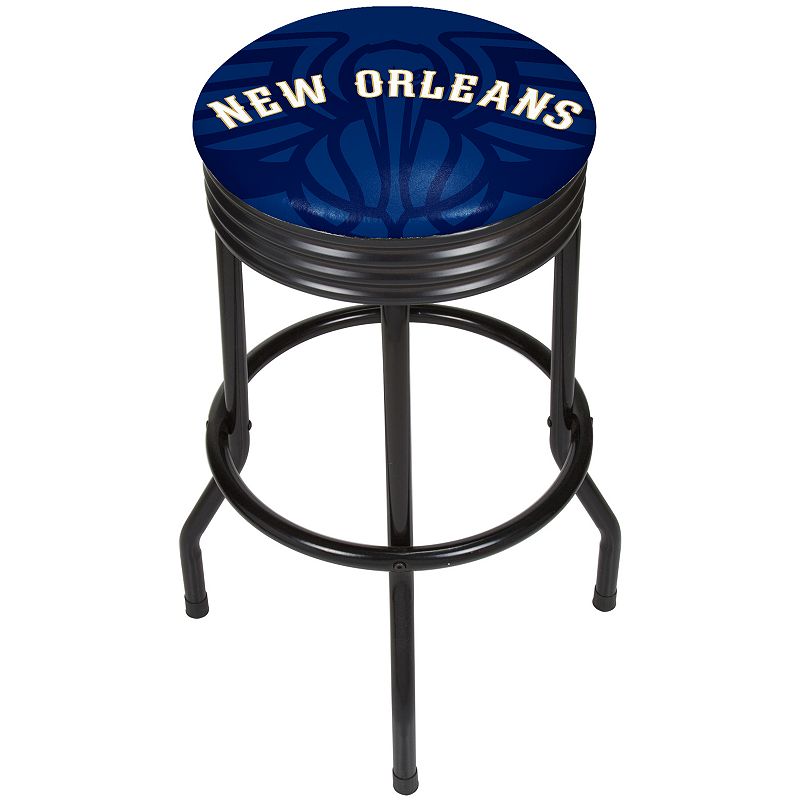 New Orleans Pelicans Padded Ribbed Black Bar Stool