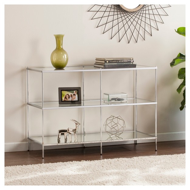 Benton Glam Mirrored Console Table Chrome Aiden Lane