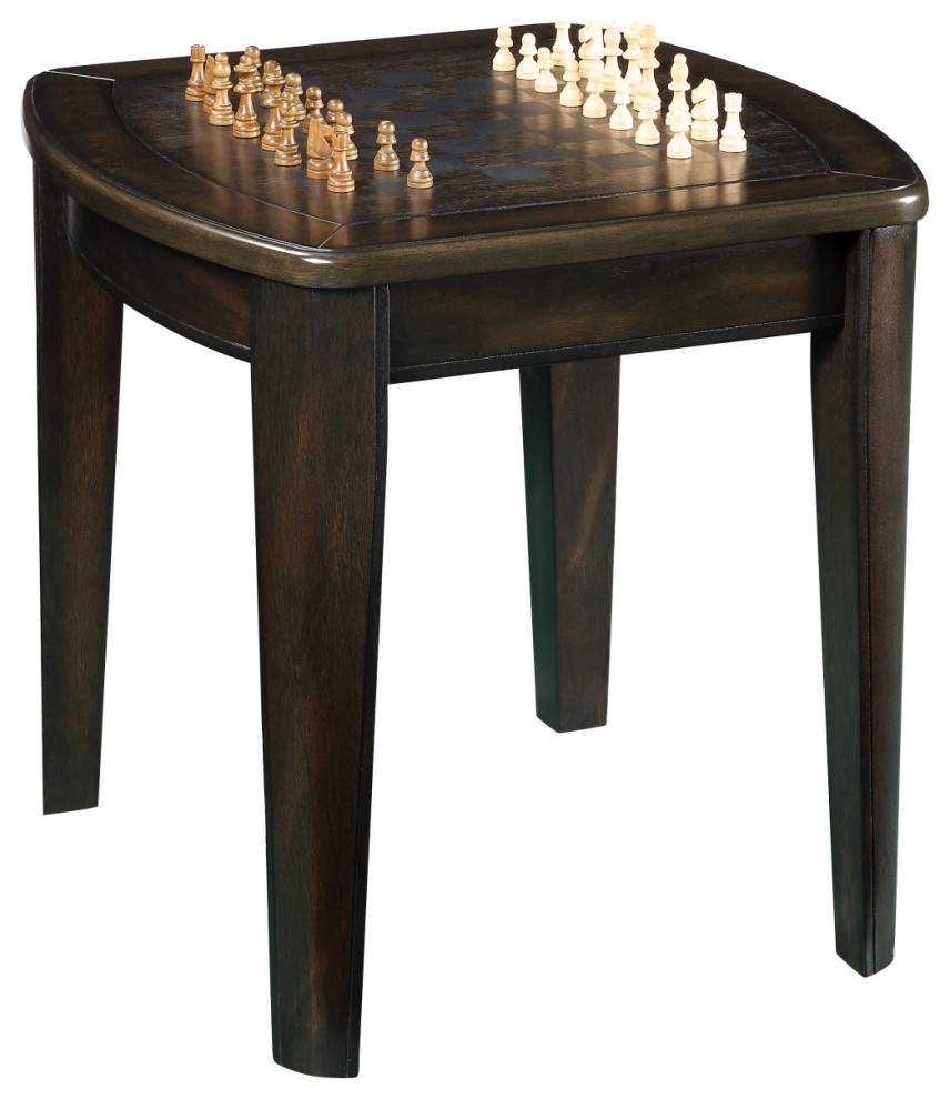 Diletta Dark Walnut Wood Game End Table with Chessboard   Transitional   Side Tables And End Tables   by Steve Silver  Houzz