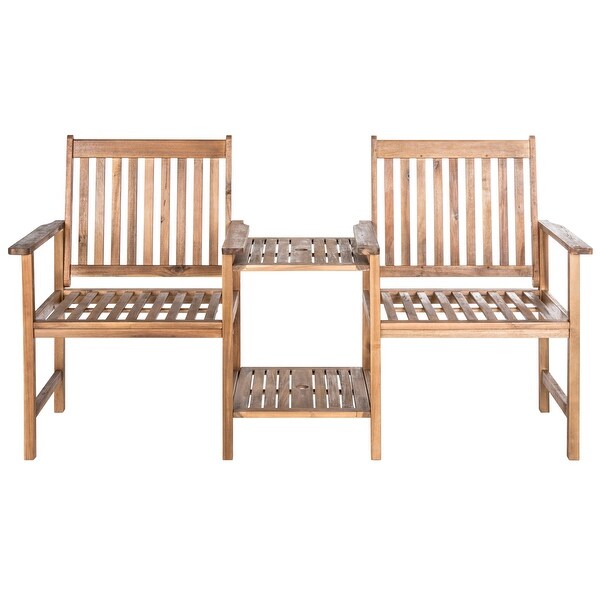 SAFAVIEH Brea Outdoor Solid Wood Twin Seat Bench