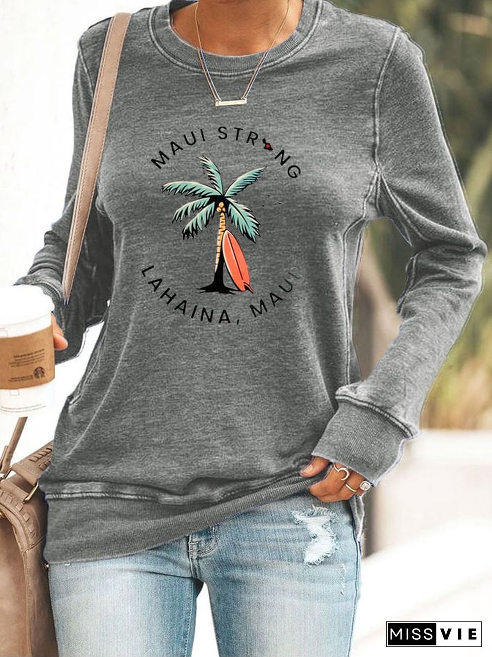 Women's Maui Strong Hawail Print Casual Sweatshirt