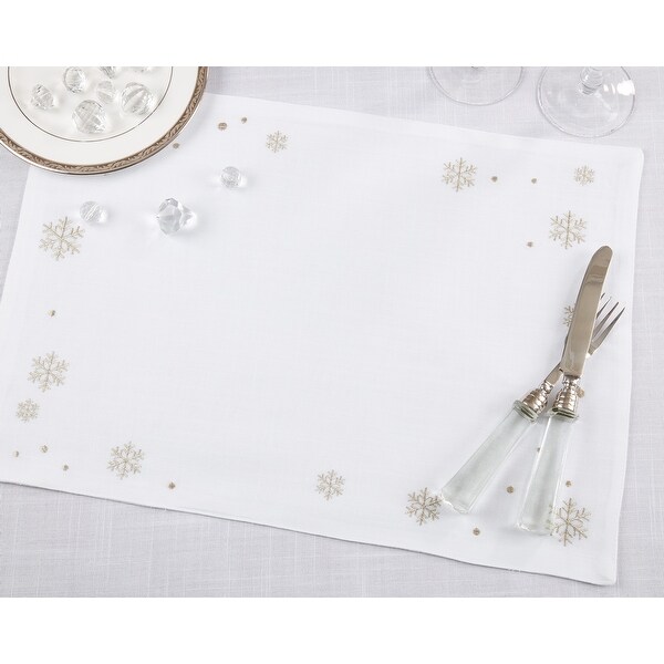 Frozen Elegance Embroidered Snowflake Placemat (Set of 4)