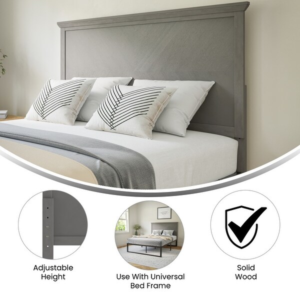 Solid Wood Herringbone Patterned Headboard Only - - 37825685