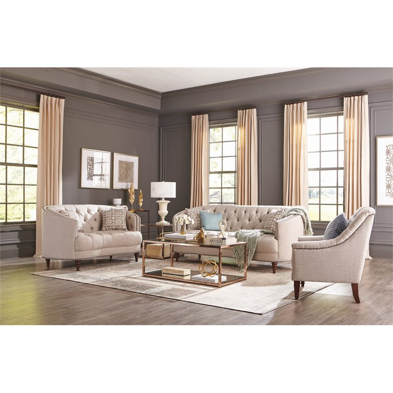 Coaster Avonlea Transitional Sloped Arm Upholstered Fabric Sofa in Gray   Traditional   Sofas   by Simple Relax  Houzz