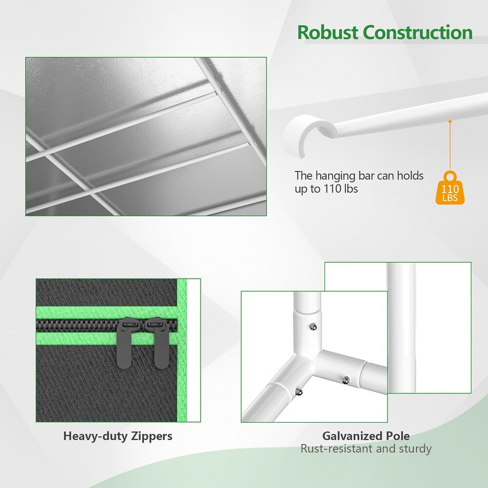 Costway 4x8 Grow Tent  96''x48''x80'' High Reflective Mylar   96''x 48''x 80''