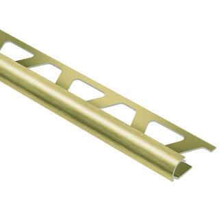 Schluter Systems Rondec Brushed Brass Anodized Aluminum 38 in. x 8 ft. 2-12 in. Metal Bullnose Tile Edging Trim RO100AMGB