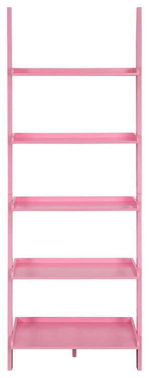 American Heritage Bookshelf Ladder with Five Tiers in Bright Pink Wood Finish   Contemporary   Bookcases   by Homesquare  Houzz