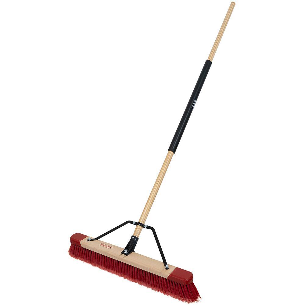 HARPER 24 in. Premium All-Purpose HardwoodSteel Handle Push Broom for Dust and Gravel 20201040