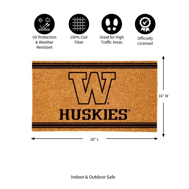 Evergreen University Of Washington Logo Turf Mat Brown 28 X 16 Inches Indoor Outdoor Doormat