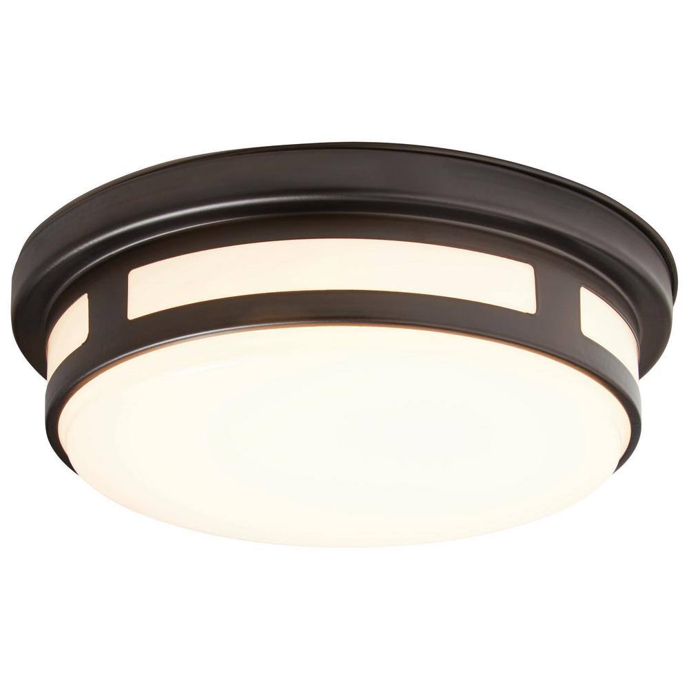 Hampton Bay 11 in. Round Black Indoor Outdoor Ceiling LED Light 3 Color Temperature Options Wet Rated 830 Lumens Front Side Porch 54471291