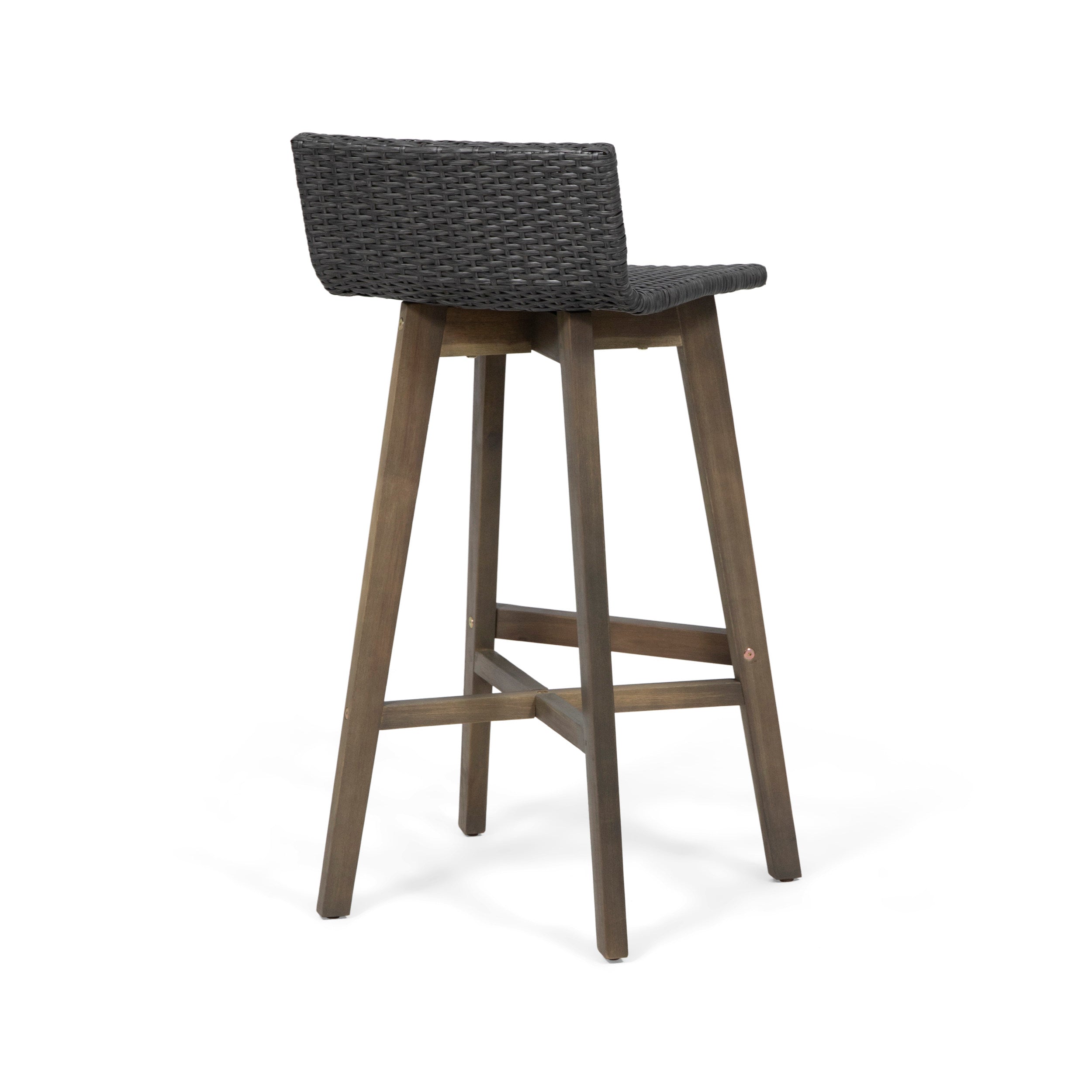 Jessie Outdoor Wood & Wicker Barstools (Set of 4)