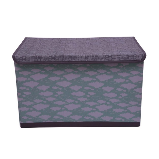 Bacati Clouds In The City Mint gray Storage Toy Chest