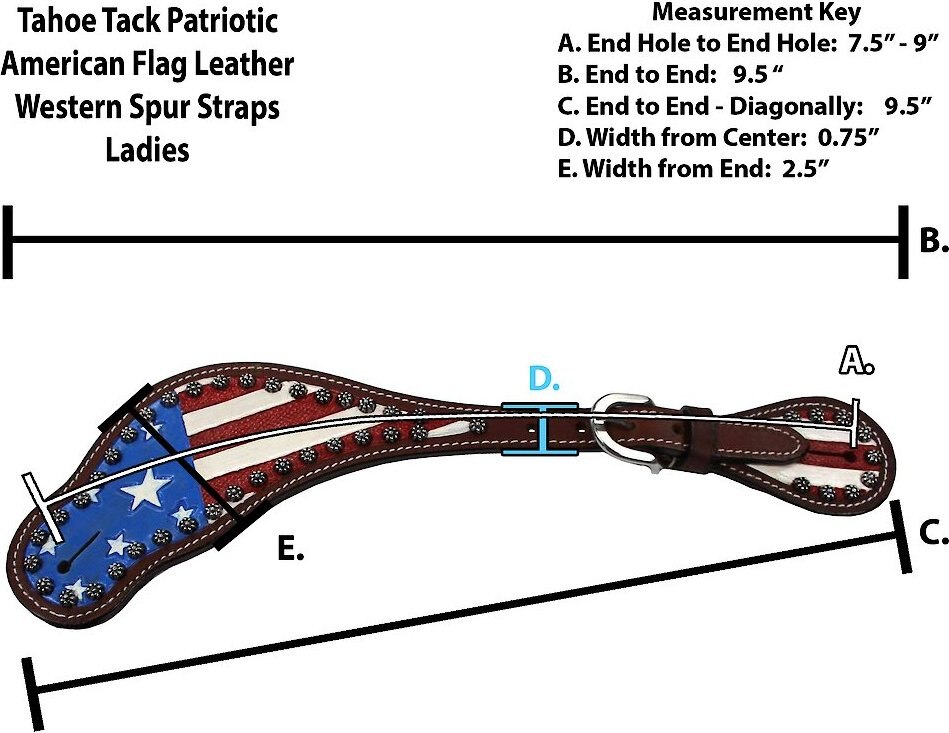 Tahoe Tack American Flag Leather Western Womens Spur Straps