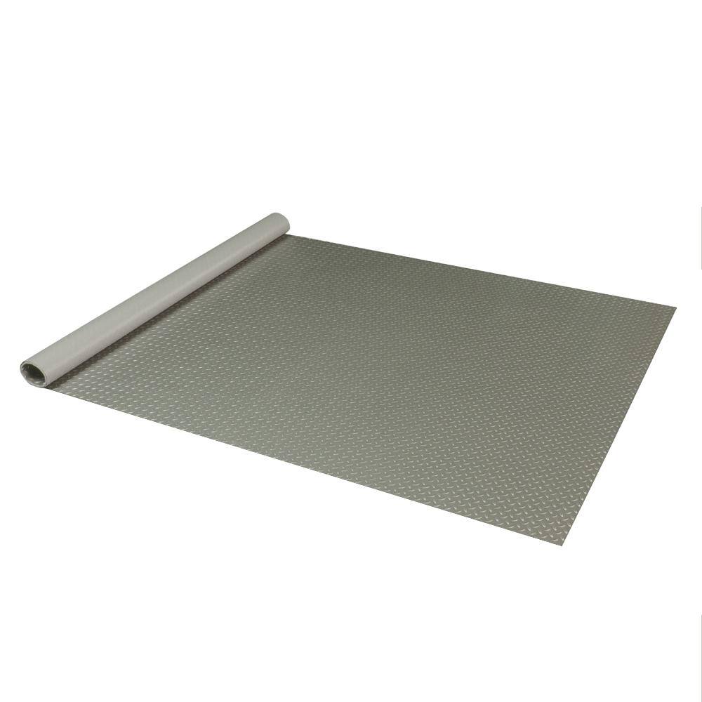 Diamond Deck 5 ft. x 7.5 ft. Pewter Textured PVC Motorcycle Mat 85057