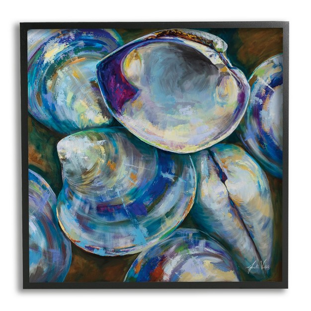 Stupell Industries Modern Blue Clam Shells Framed Giclee