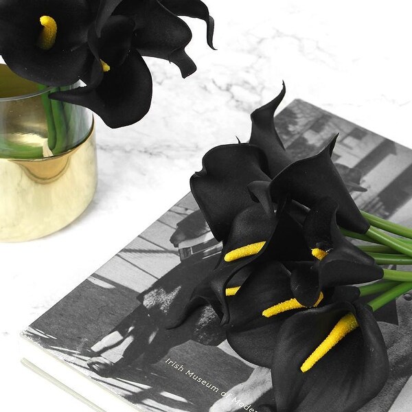 FloralGoods Real Touch 9 Calla Lily Bouquet in Black 13 Tall