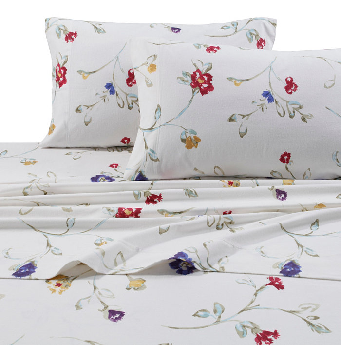 Tribeca Living Flannel Floral Garden 170-GSM Cotton Extra Deep Pocket Printed Sheet Set