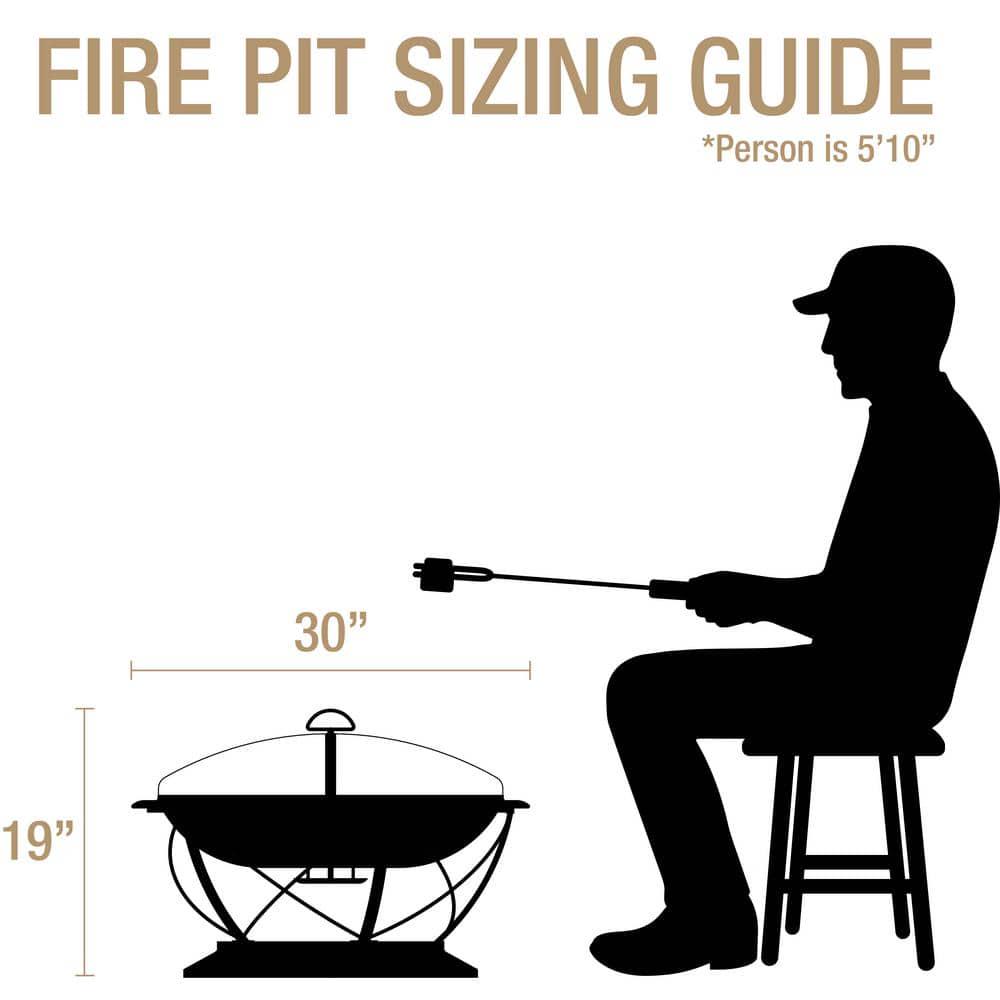 Pleasant Hearth Palmetto 30 in x 19 in Round Steel Wood Fire Pit in Rubbed Bronze with Cooking Grid