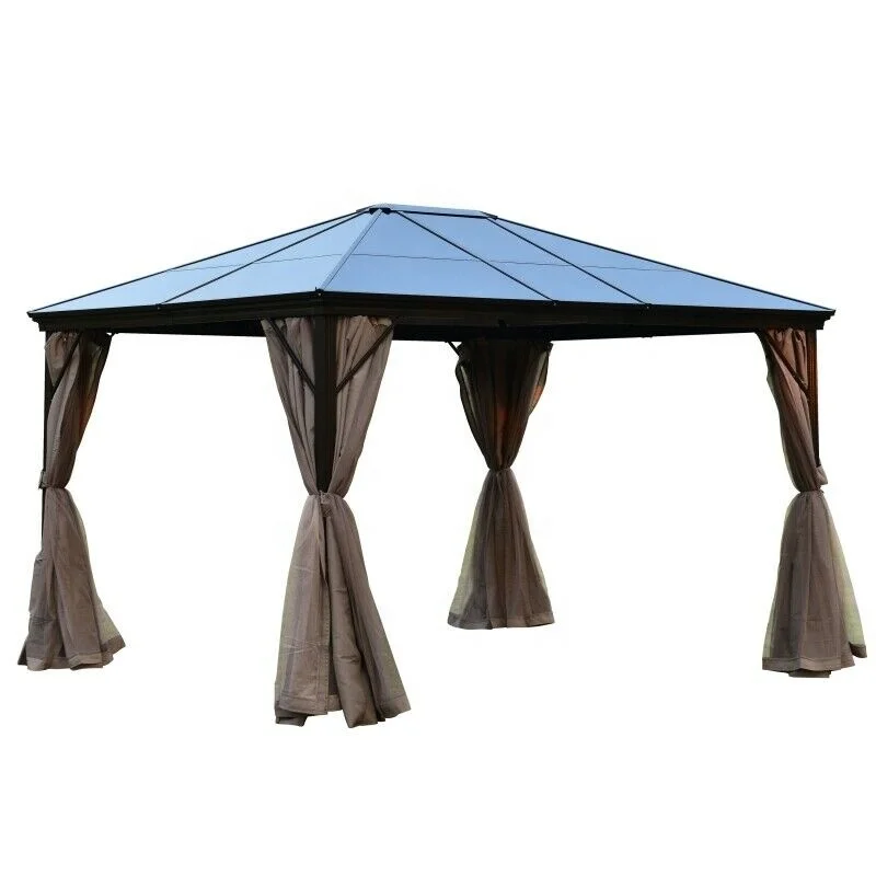 Factory Price Heavy Duty Garden Supplies Pavilion Polycarbonate Top Canopy Aluminum Gazebo Outdoor