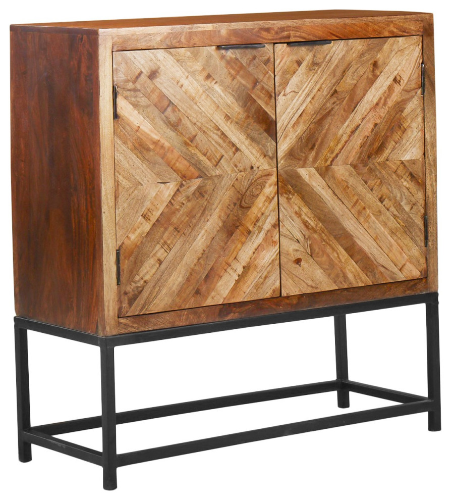 Reclaimed Solid Wood 2 Doors Accent Cabinet On Stand   Industrial   Accent Chests And Cabinets   by Sideboards and Things  Houzz