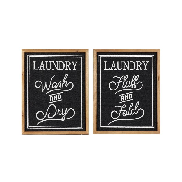 Farmhouse Linen Laundry Sign Wall Decor Set Of 2 Black Olivia amp May