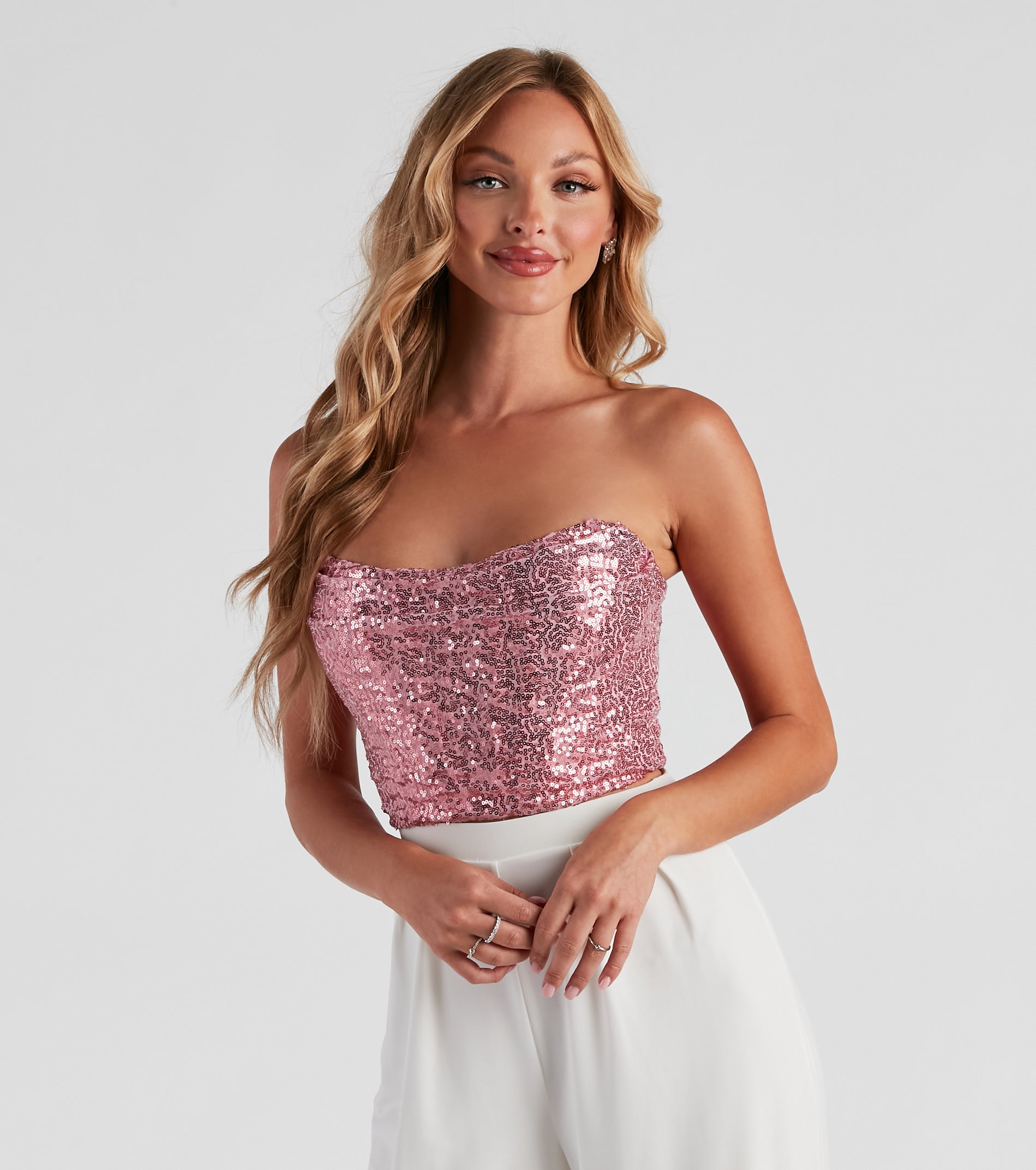 She's Glowing Sequin Corset Top