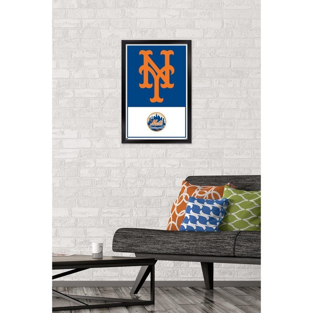 Trends International Mlb New York Mets Logo 22 Framed Wall Poster Prints