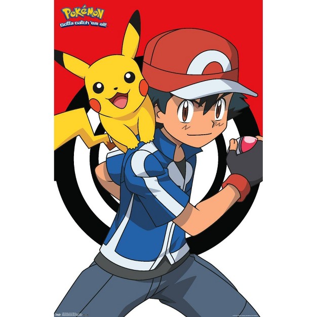 X 22 quot Pokemon Ash And Pikachu Premium Poster Trends International