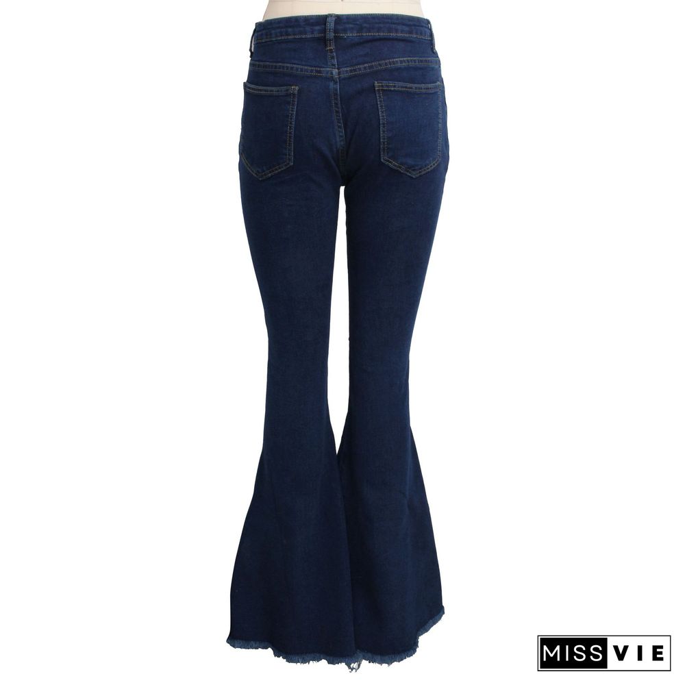 Fashion All-match Slim Wide-leg Washed Denim Flared Pants