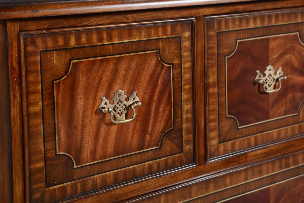 Chest of Drawers English Flame Mahogany Banded Inlay  Brass Hardware   Traditional   Accent Chests And Cabinets   by EuroLuxHome  Houzz