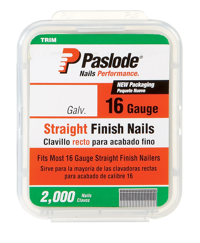 Paslode 1-1/4 in. 16 Ga. Straight Strip Galvanized Finish Nails 2，000 pk