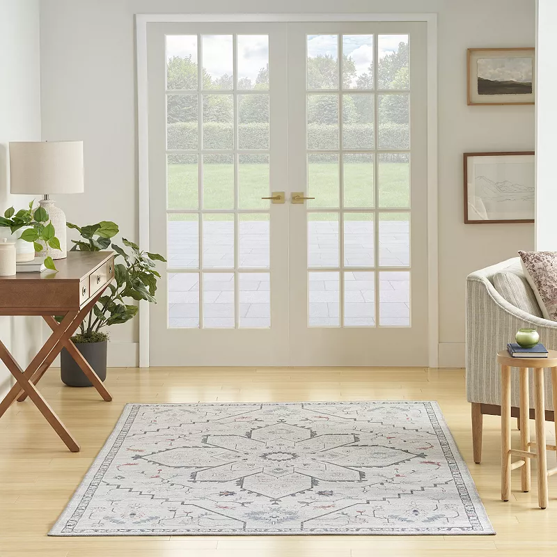 Nicole Curtis Series 1 Farmhouse Medallion Washable Indoor Area Rug