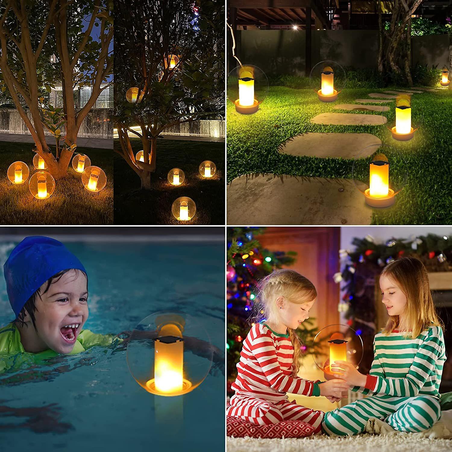 Floating Pool Lights， Solar Flame Lights Flickering Ip68 Waterproof Ball Night Lights， Outdoor Lantern Landscape Decoration Lamp For Pool， Pond， Event