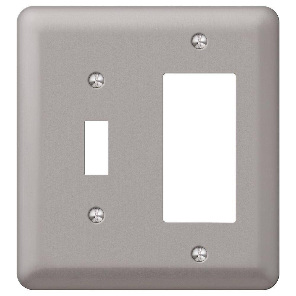 AMERELLE Declan 2 Gang 1-Toggle and 1-Rocker Steel Wall Plate - Pewter 2TRPW