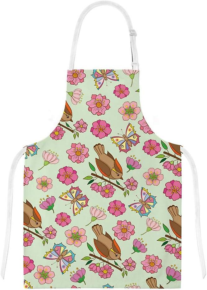 Kitchen Oven Mitts Glove Potholder Apron 3pcs Set Birds Flowers And Butterflies Non Slip Heat Resistant Mitts For Baking Cooking Bbq