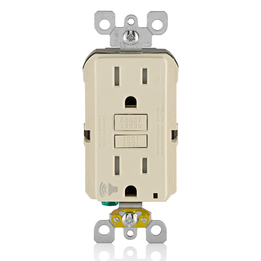 Leviton NEMA 5-15R Audible Outlet 15A 125V Light Almond ;