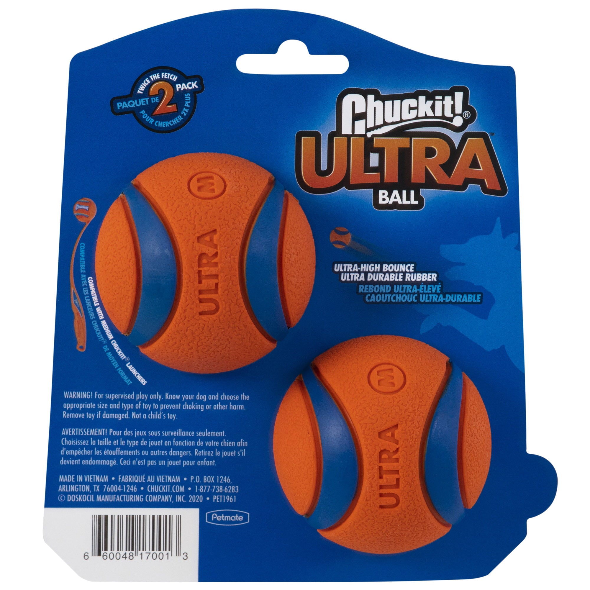 Chuckit! Ultra Ball Durable Dog Toys， Medium， 2-Pack